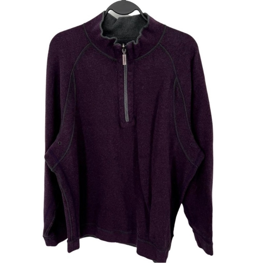 Tommy Bahama Raglan Sleeve Quarter-Zip Reversible Sweater XL